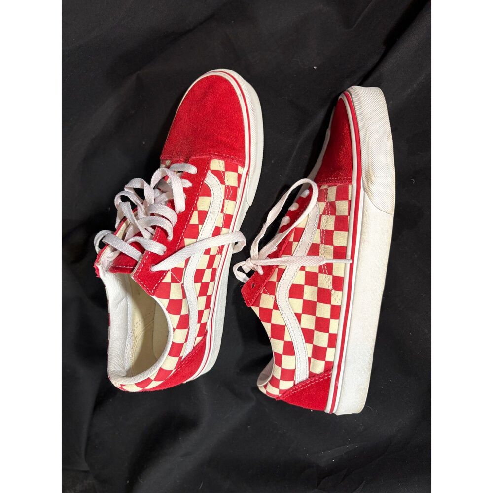Vans Old Skool Red & White Checkerboard Low-Top Sneakers